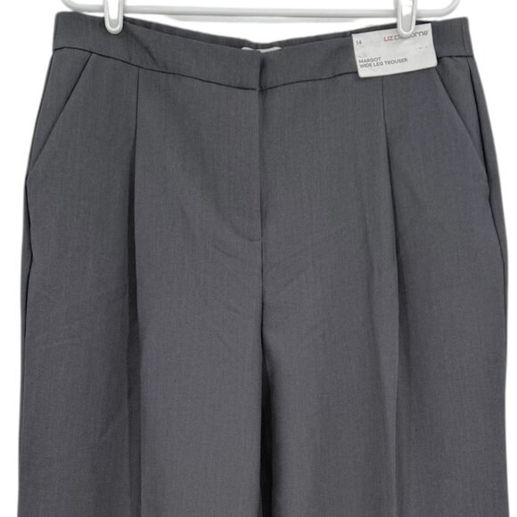 Liz Claiborne Women's Margot Wide Leg Stretch Pleated Charcoal Trouser Sz 14 NWT - Picture 3 of 11